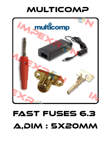 FAST FUSES 6.3  A,DIM : 5X20MM  Multicomp