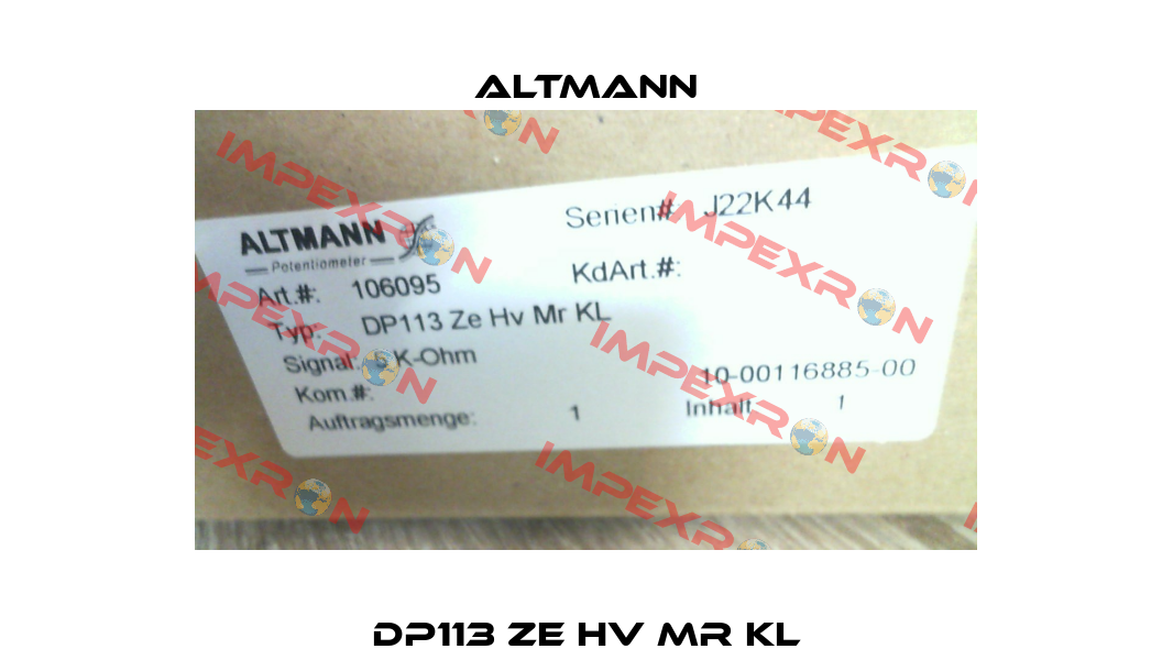 DP113 Ze HV Mr KL ALTMANN